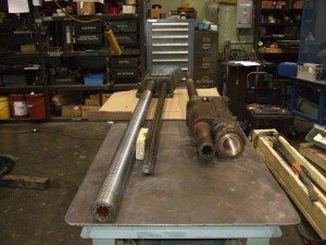 Large feed and drive shafts.